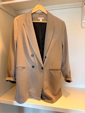 H&M Beige Double-Breasted Blazer Jacket